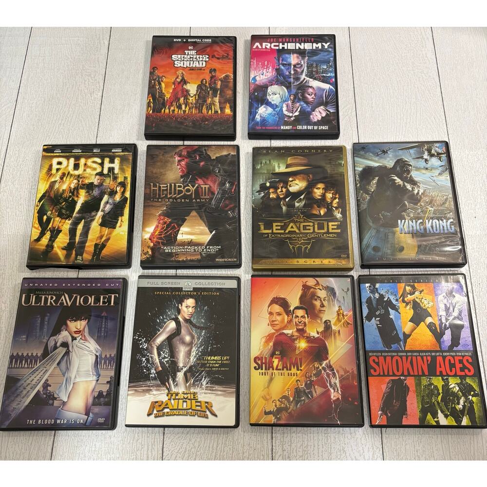 Action Adventure DVD Lot 10 Movies Suicide Squad Shazam